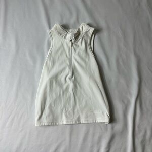 White Sleeveless Zip-Up Top